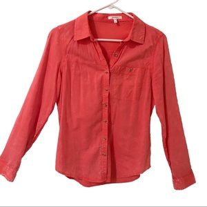 Maurices Coral Button Up Oxford Blouse Small